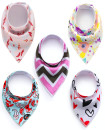 SET 1 Girls 5 Baby Bibs Bandana Handkerchief for Infant Drooling Teething Super Absorbent Bibs Age 0-24M